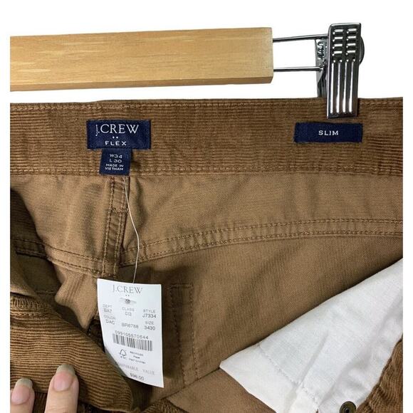 J Crew Flex Slim Fit Straight Leg Corduroy Pants Mens Size 34x30 Brown NWT $98 - Picture 8 of 14